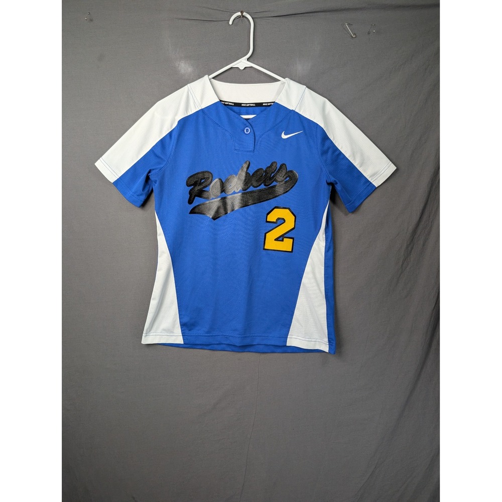 Nike Team Softball Jersey Rockets 2 Blue White AV6715-494 Girls Small